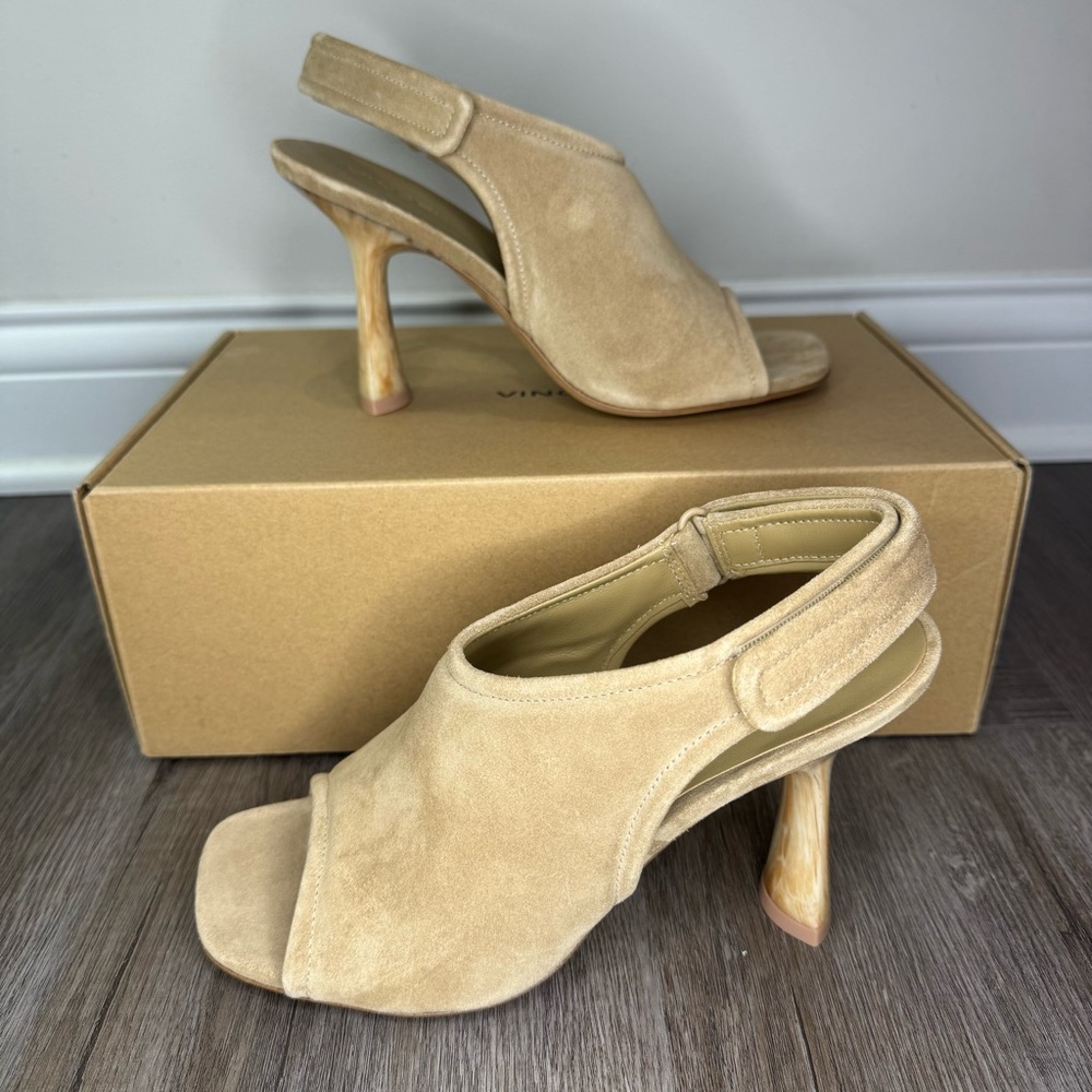 Vince Quest Dune Suede Slingback Sandal Heels
